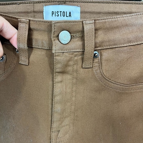 NWT Pistola Aline High Rise Skinny Coated Jeans Cognac Color Size 24 - Picture 6 of 14